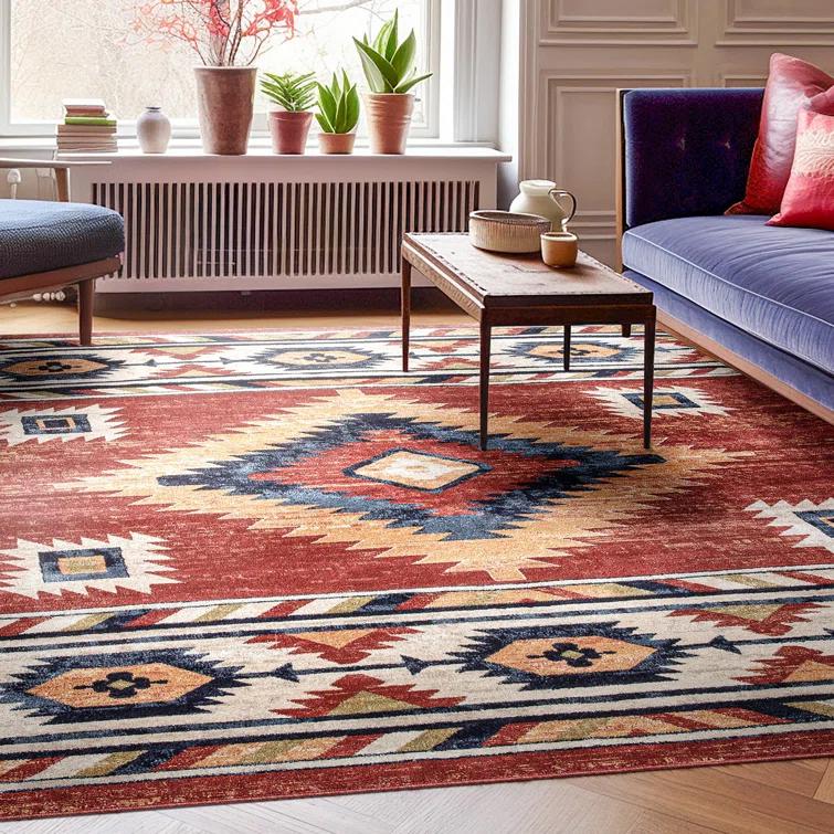 Well Woven Jamyn Lea Crimson Traditional Southwestern Tribal Red/Blue Rug