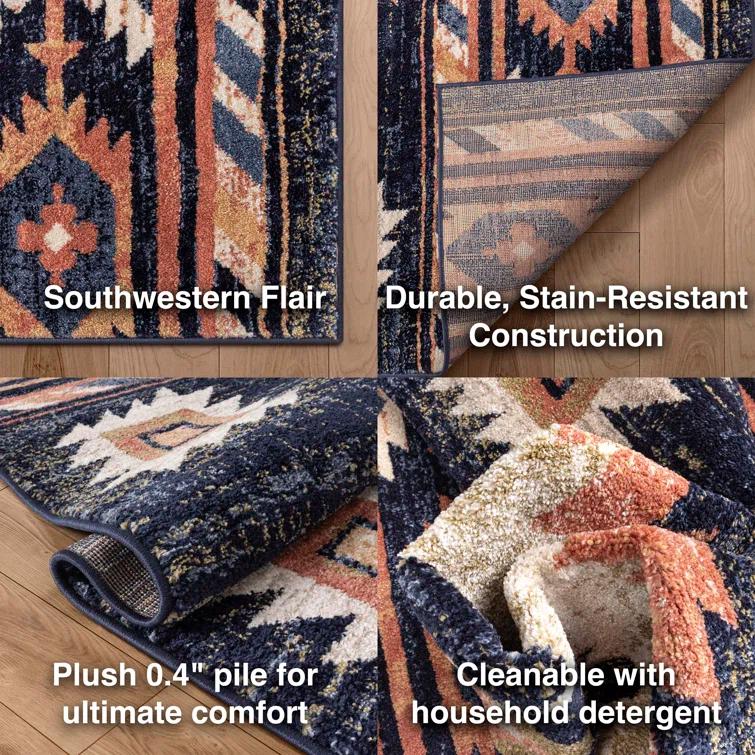 Lorelee Moroccan Southwestern Blue Beige Area Rug