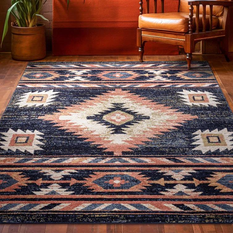 Lorelee Moroccan Southwestern Blue Beige Area Rug