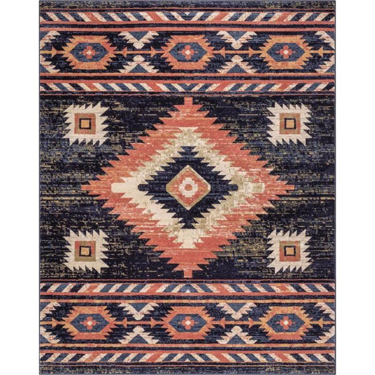Lorelee Moroccan Southwestern Blue Beige Area Rug
