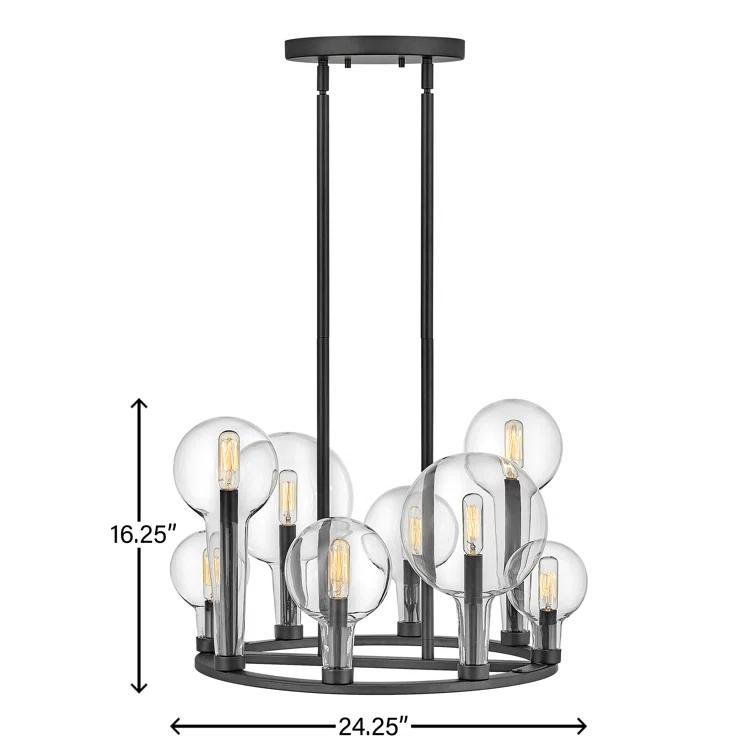 Hennig Ring Chandelier - Black / 24"Dia