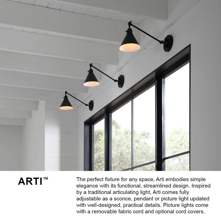 Arti 7.75-in Swing Arm Extendable Single Light Plug-In Sconce with On/Off Switch