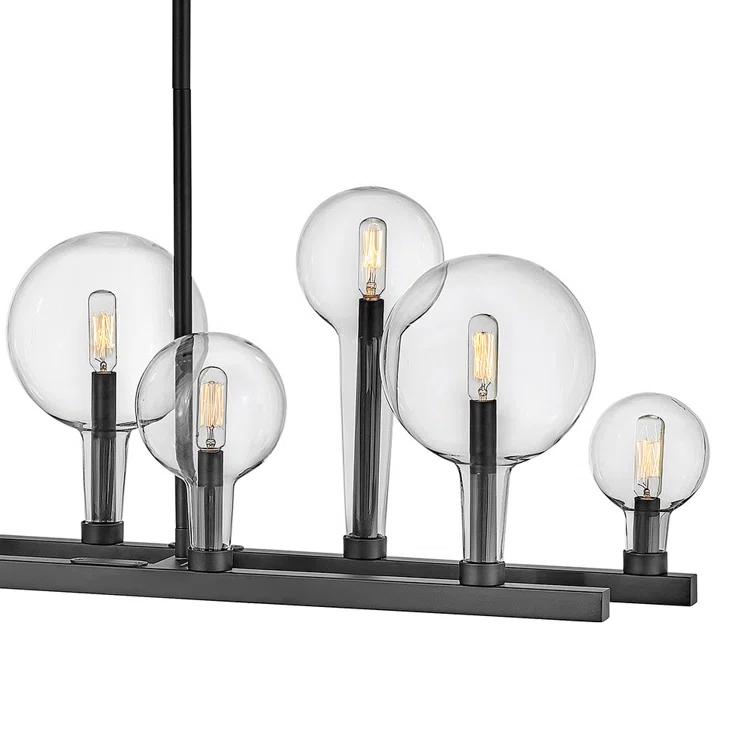Ten Light Linear Chandelier In Transitional-Industrial Style 48.25 Inches Wide By 17 Inches High-Black Finish Hinkley Lighting 30528Bk