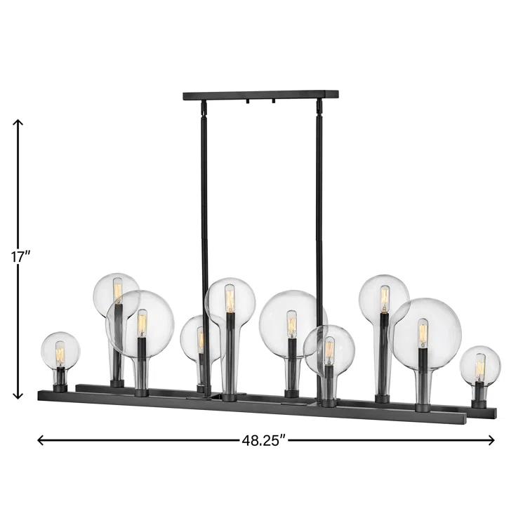 Ten Light Linear Chandelier In Transitional-Industrial Style 48.25 Inches Wide By 17 Inches High-Black Finish Hinkley Lighting 30528Bk