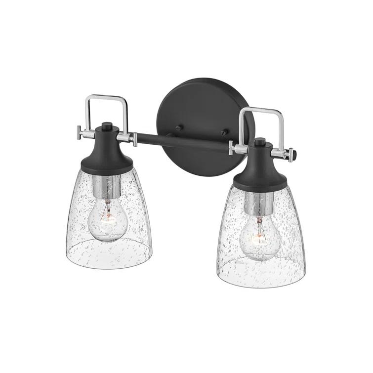 Easton Two-Light Bath Vanity Fixture w/ Clear Seedy Glass Shades