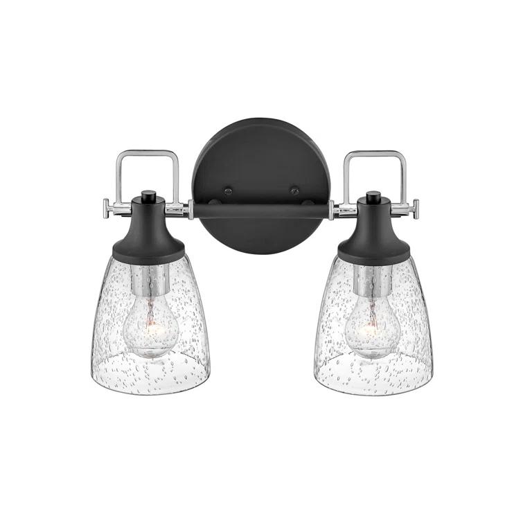 Easton Two-Light Bath Vanity Fixture w/ Clear Seedy Glass Shades