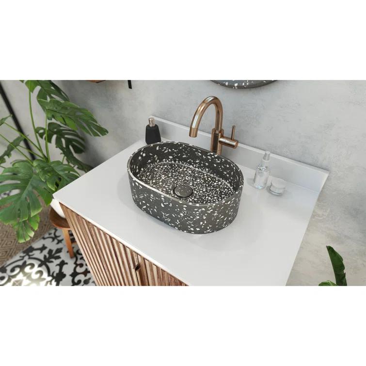DreamLine Ambia 10'' Terrazzo Oval Vessel Bathroom Sink