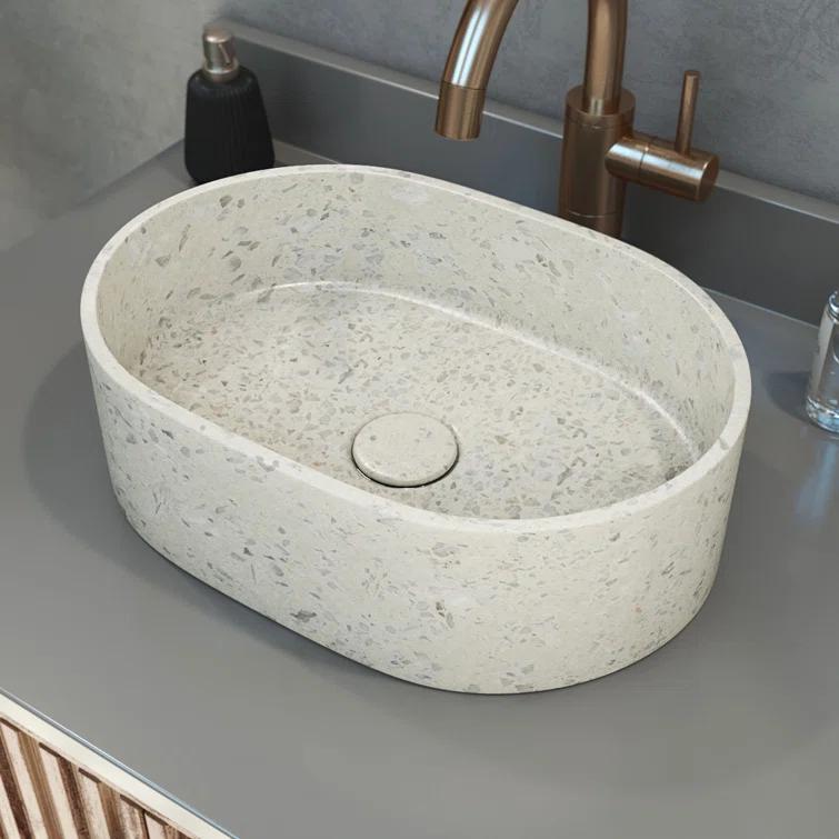 DreamLine Ambia 10'' Terrazzo Oval Vessel Bathroom Sink
