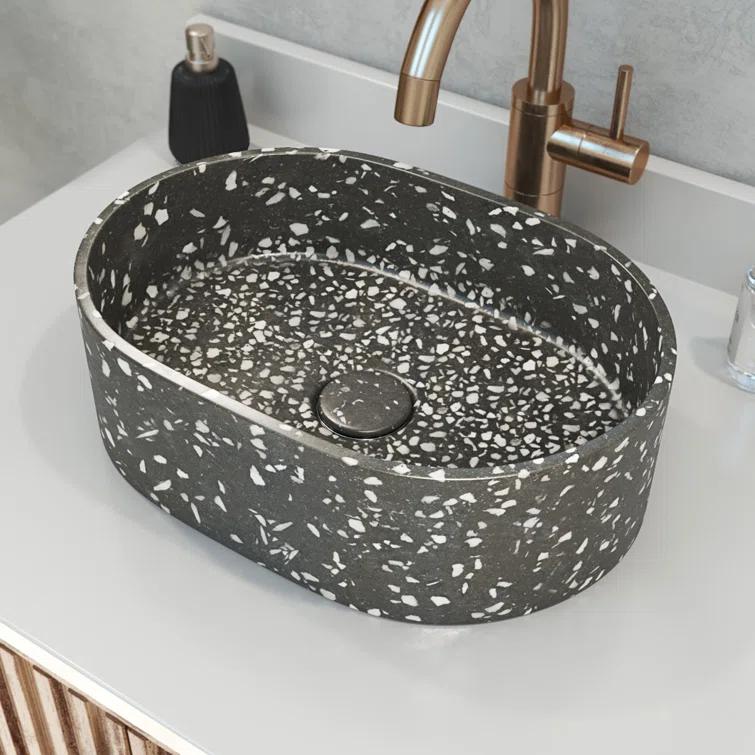 DreamLine Ambia 10'' Terrazzo Oval Vessel Bathroom Sink