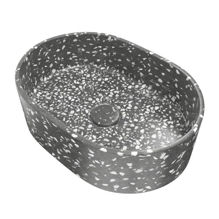 DreamLine Ambia 10'' Terrazzo Oval Vessel Bathroom Sink