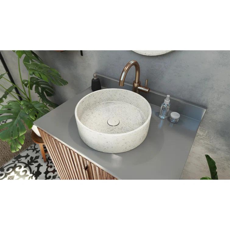 DreamLine SVAM15F15F4LX10 DreamLine Ambia 14.33'' Terrazzo Circular Vessel Bathroom Sink