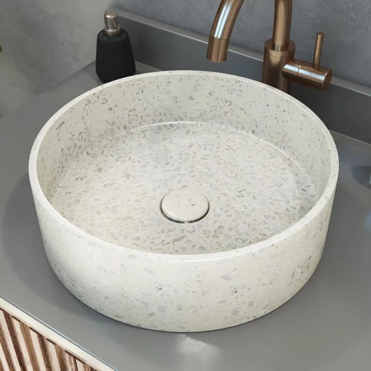 DreamLine SVAM15F15F4LX10 DreamLine Ambia 14.33'' Terrazzo Circular Vessel Bathroom Sink