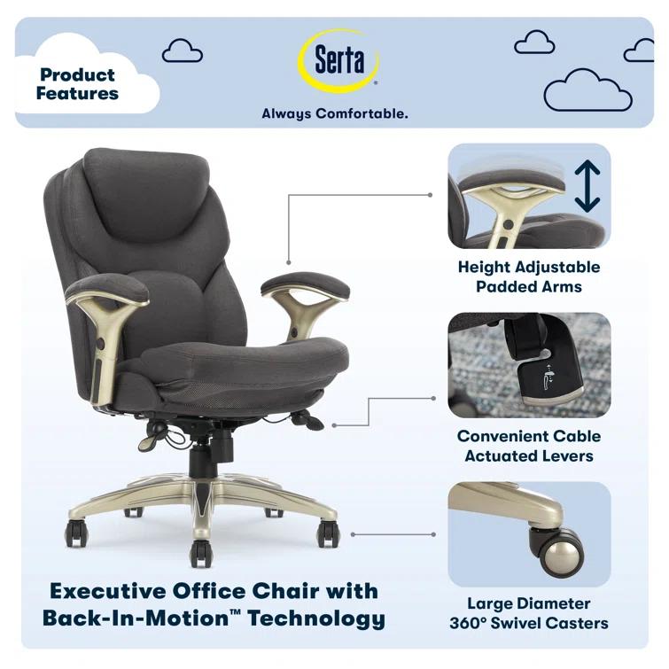 Serta Claremont Ergonomic Executive Office Chair with Back in Motion Technology and Lumbar Support
