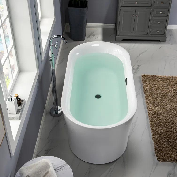 Freestanding Soaking Acrylic Curved Design Bathtub
