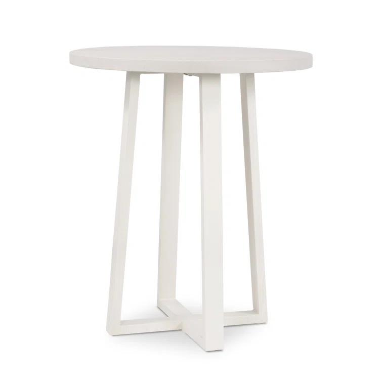 White Lava Stone and Iron Round Bar Table