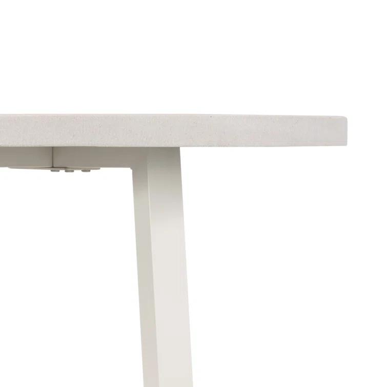 White Lava Stone and Iron Round Bar Table