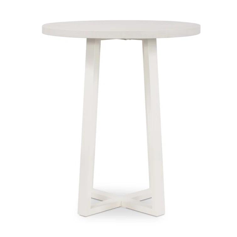 White Lava Stone and Iron Round Bar Table