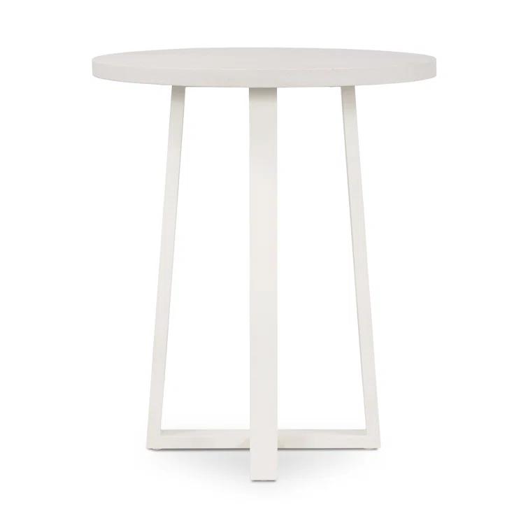 White Lava Stone and Iron Round Bar Table