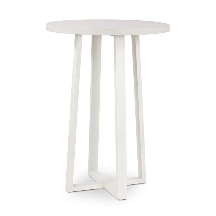 White Powder Coated Iron Minimalist Outdoor Accent Table