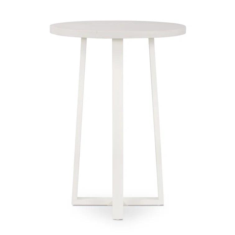 White Powder Coated Iron Minimalist Outdoor Accent Table