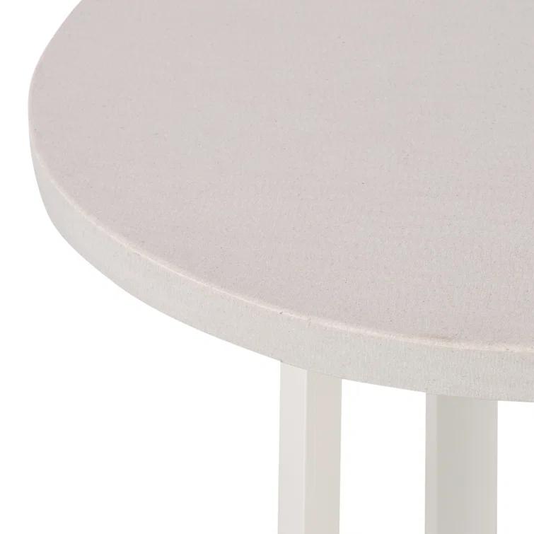 White Powder Coated Iron Minimalist Outdoor Accent Table