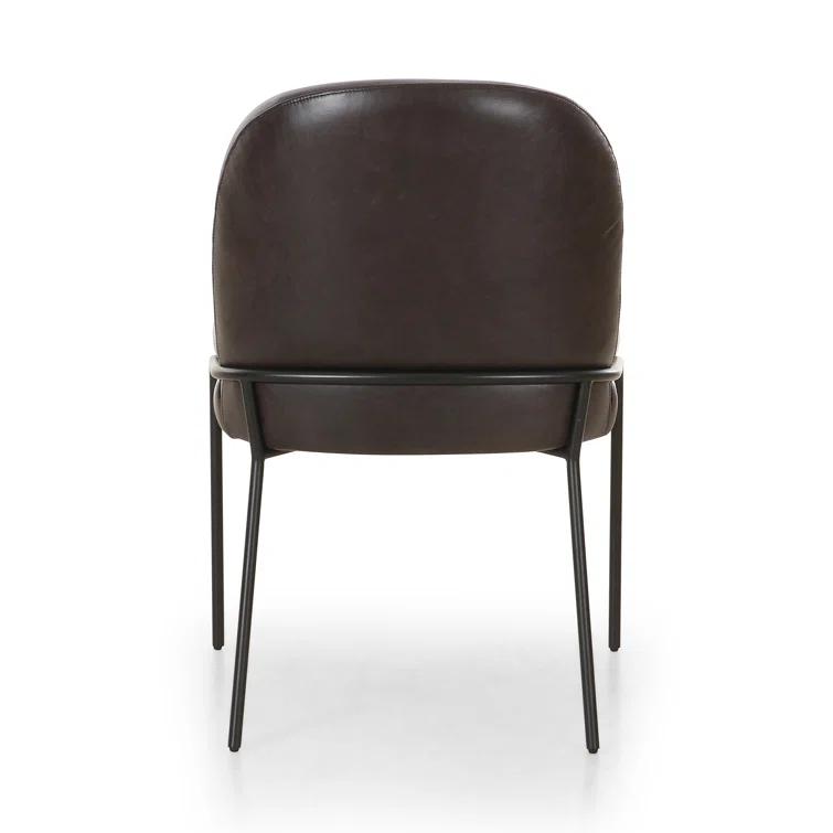 Laina Leather Upholstered Back Side Chair in Black