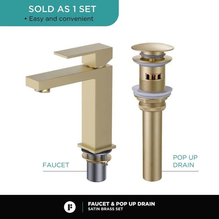Single Hole Bathroom Faucet with Pop-up Drain and Strainer Basket