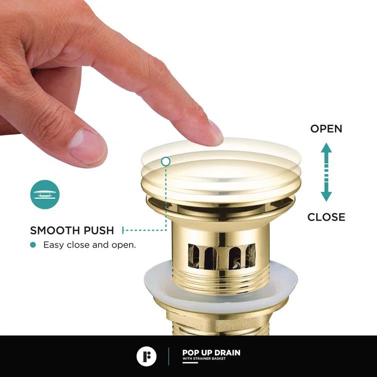 Single Hole Bathroom Faucet with Pop-up Drain and Strainer Basket