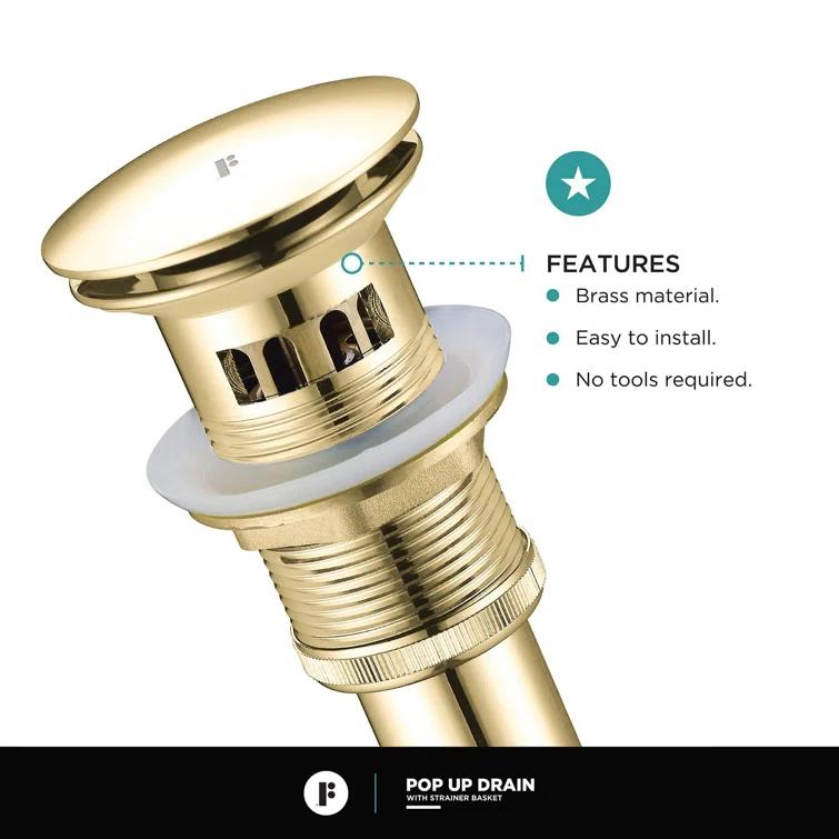 Single Hole Bathroom Faucet with Pop-up Drain and Strainer Basket