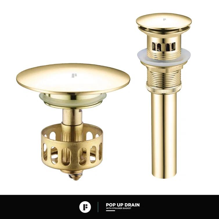 Single Hole Bathroom Faucet with Pop-up Drain and Strainer Basket