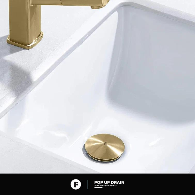 Single Hole Bathroom Faucet with Pop-up Drain and Strainer Basket