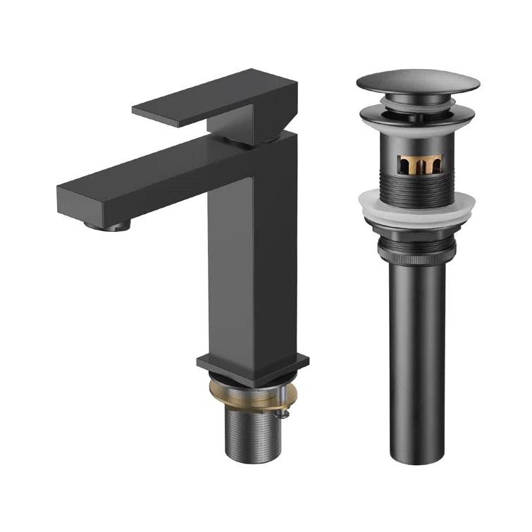 Single Hole Bathroom Faucet with Pop-up Drain and Strainer Basket
