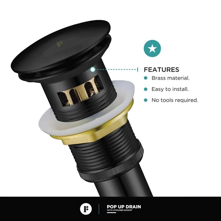 Single Hole Bathroom Faucet with Pop-up Drain and Strainer Basket