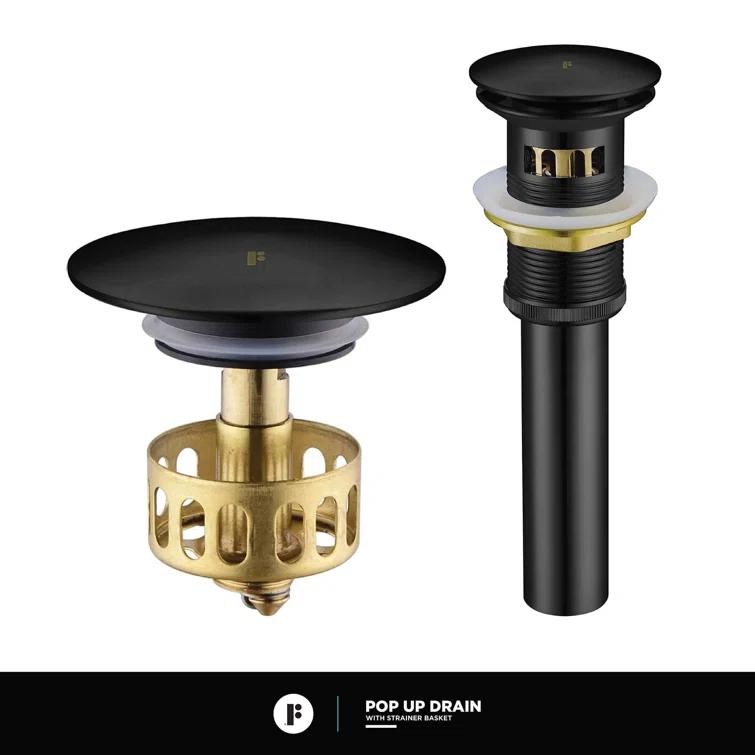 Single Hole Bathroom Faucet with Pop-up Drain and Strainer Basket