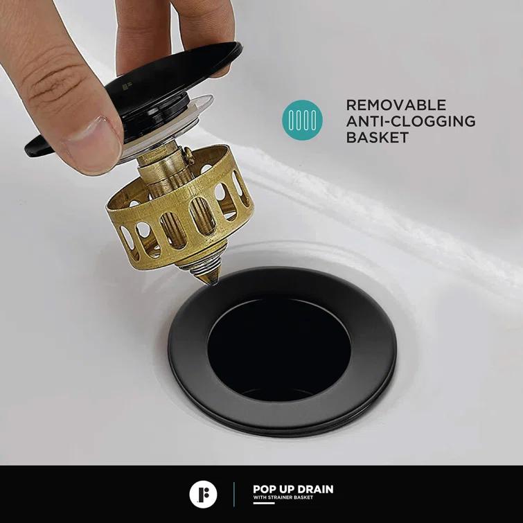 Single Hole Bathroom Faucet with Pop-up Drain and Strainer Basket