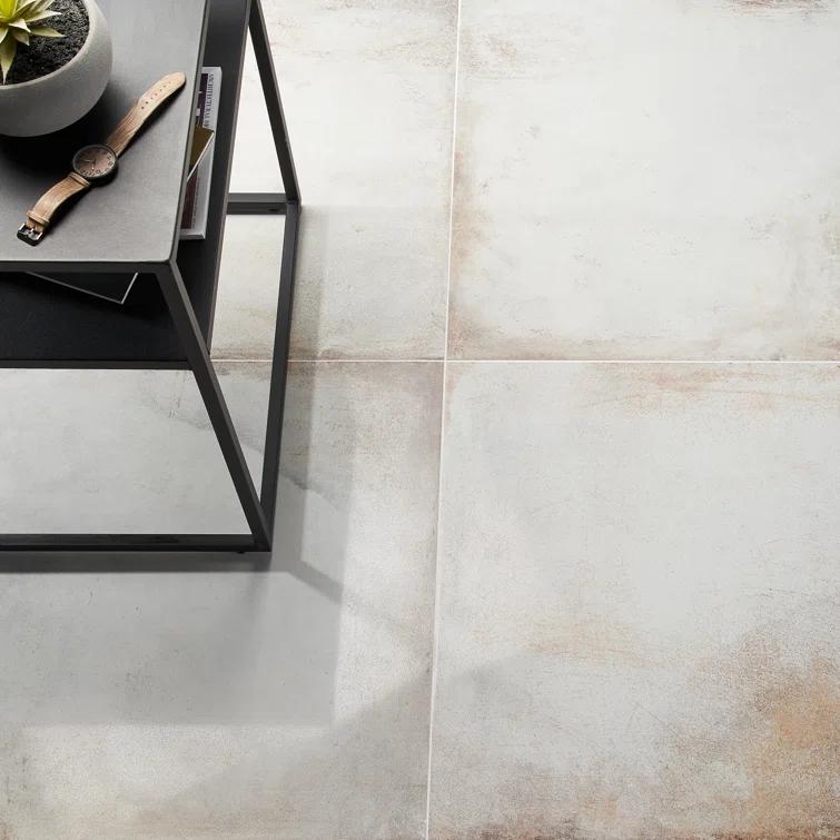 Large Format 23.62" x 47.24" Semi-polished Cement Look Porcelain Floor and Wall Tile