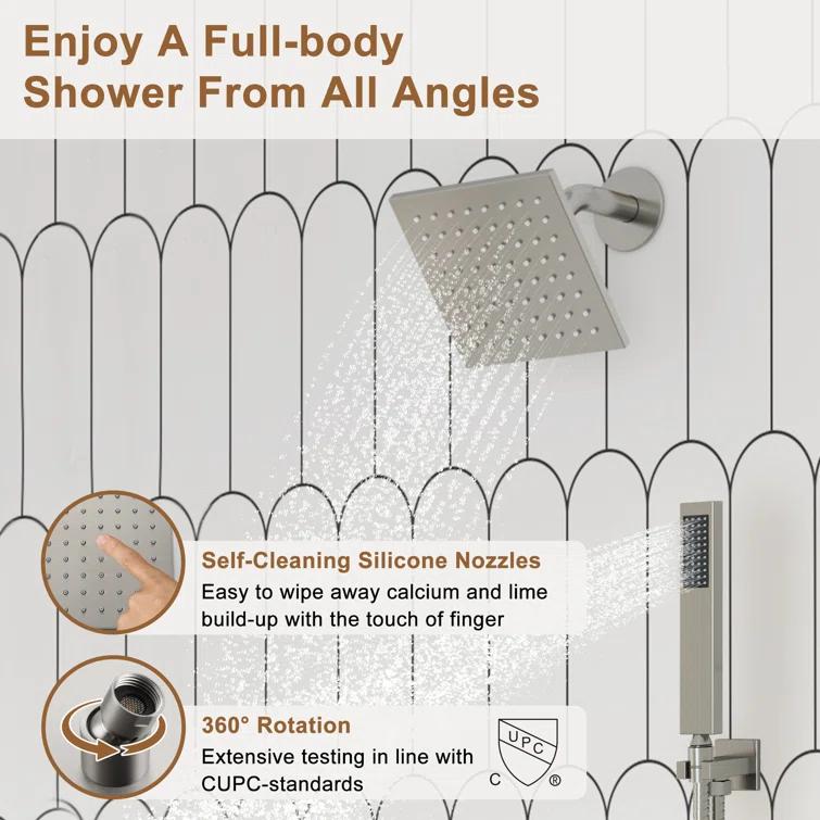 Rainfall Symphony 12" Flush Mount Rainfall Temperature Display Thermostatic Shower System with 64 Color LED and Music