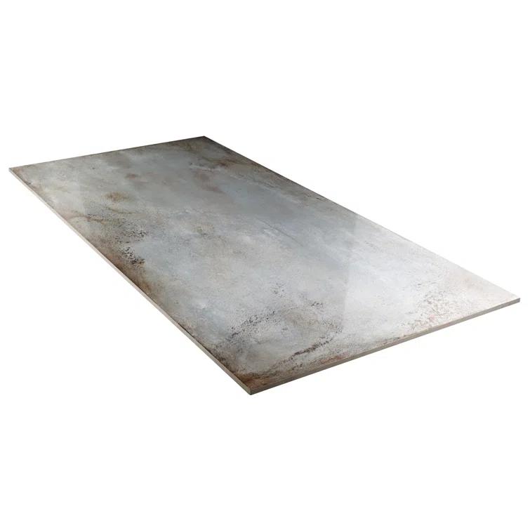 Large Format 23.62" x 47.24" Semi-polished Cement Look Porcelain Floor and Wall Tile