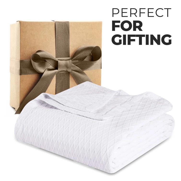Superior Diamond Weave All-Season Bedding Cotton Throw Layering Blanket