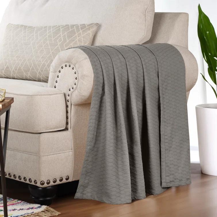 Superior Diamond Weave All-Season Bedding Cotton Throw Layering Blanket