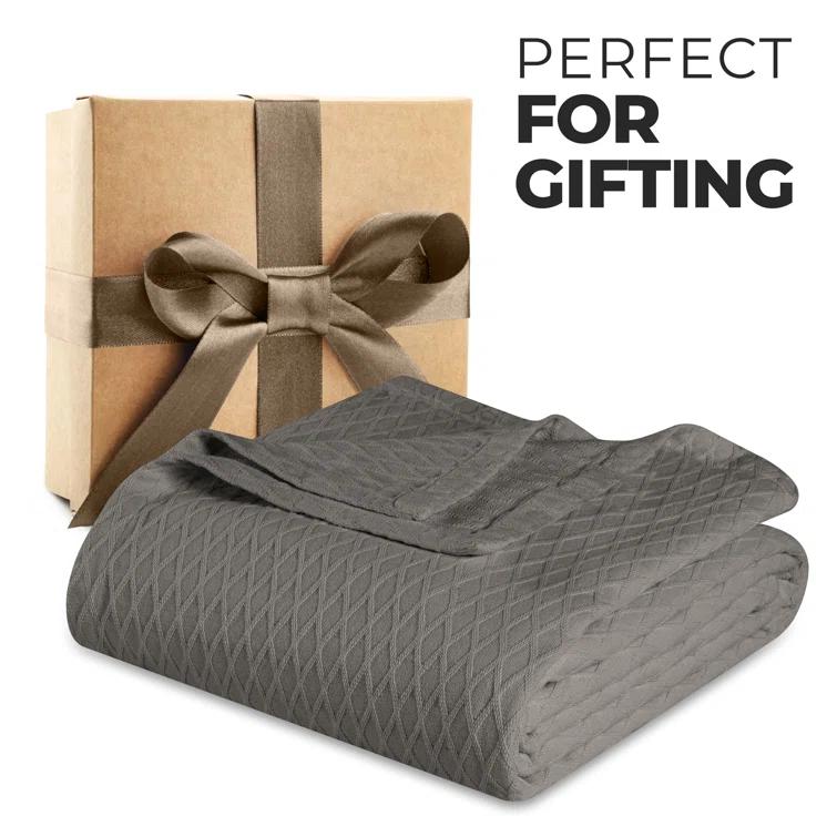 Superior Diamond Weave All-Season Bedding Cotton Throw Layering Blanket