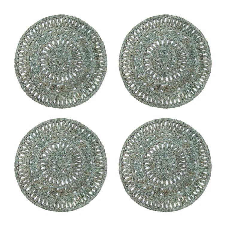 Dakota Fields Circolo Abaca Abaca Geometric Round Placemat (Set of 4)