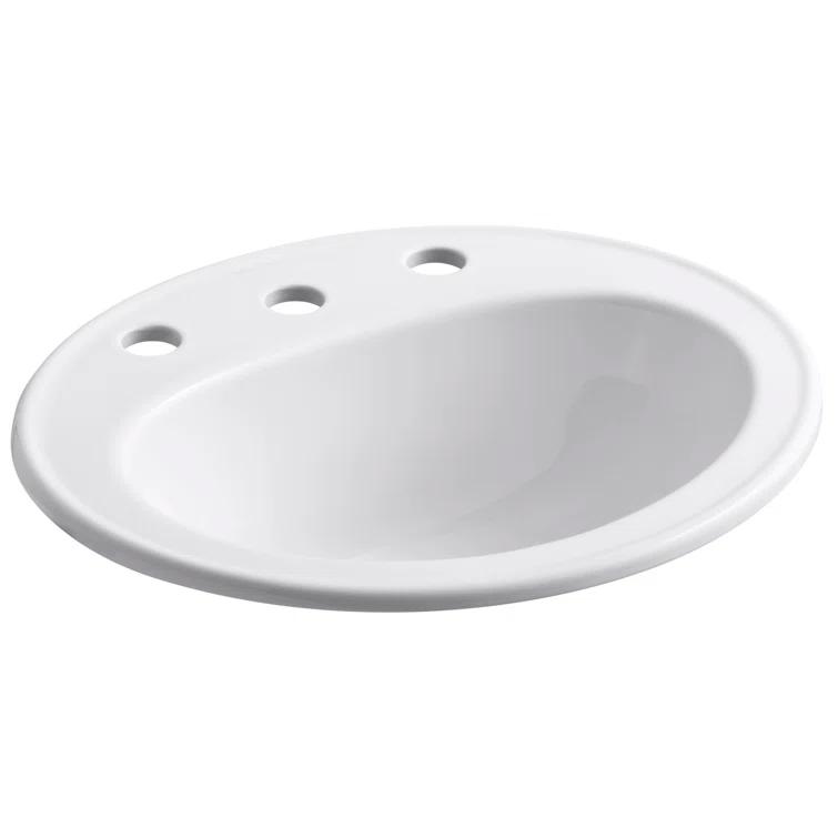 Pennington Ceramic Oval Drop-In Bathroom Sink with Overflow