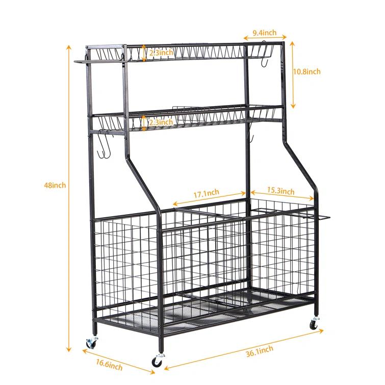 True & Tidy Garage Sports Equipment Organizer with Wheels