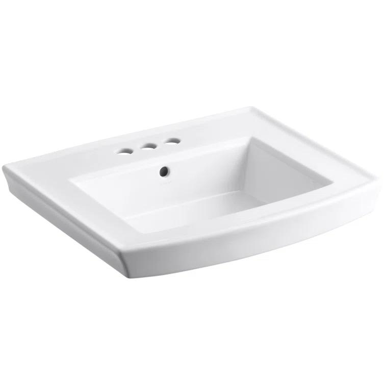 Archer® Vitreous China Rectangular Pedestal Bathroom Sink with Overflow