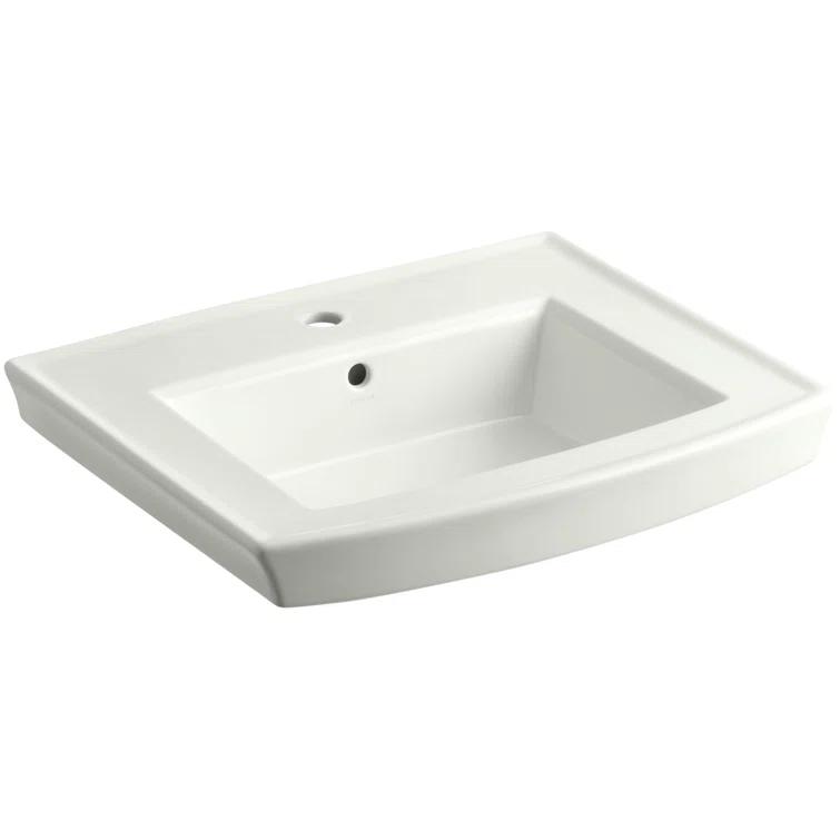 Archer® Vitreous China Rectangular Pedestal Bathroom Sink with Overflow