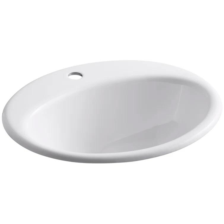 Farmington Metal Oval Drop-In Bathroom Sink with Overflow