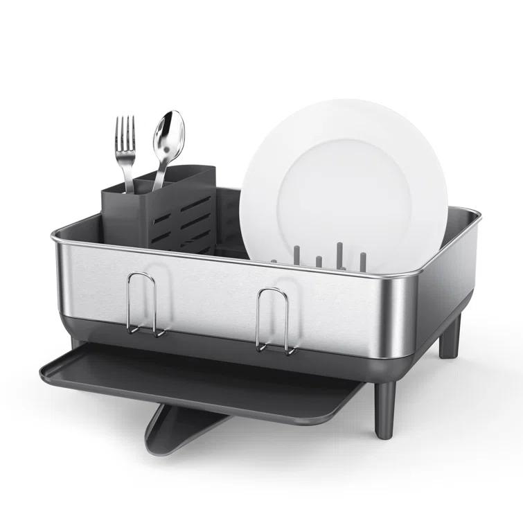 Simplehuman Compact Dish Drying Rack, Brushed Stainless Steel Frame