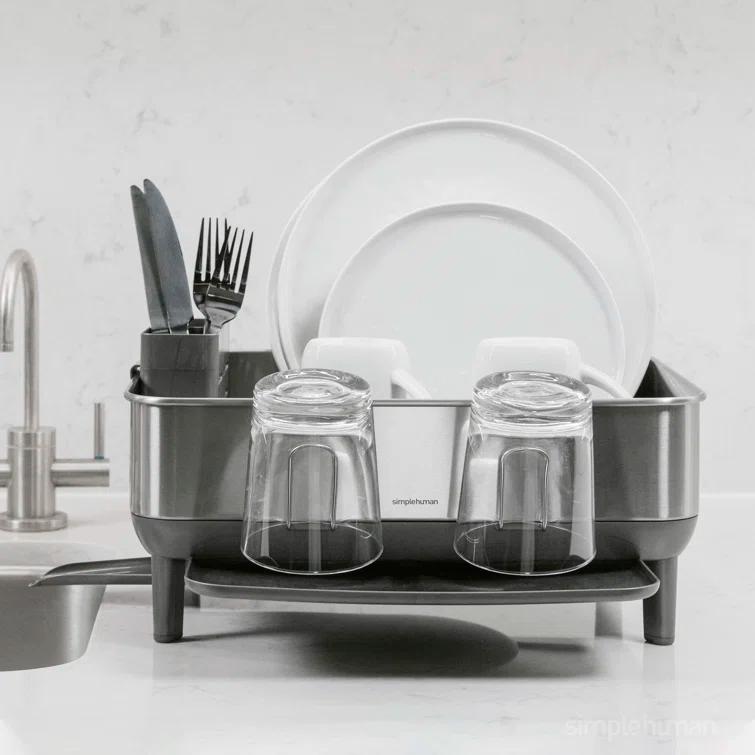 Simplehuman Compact Dish Drying Rack, Brushed Stainless Steel Frame