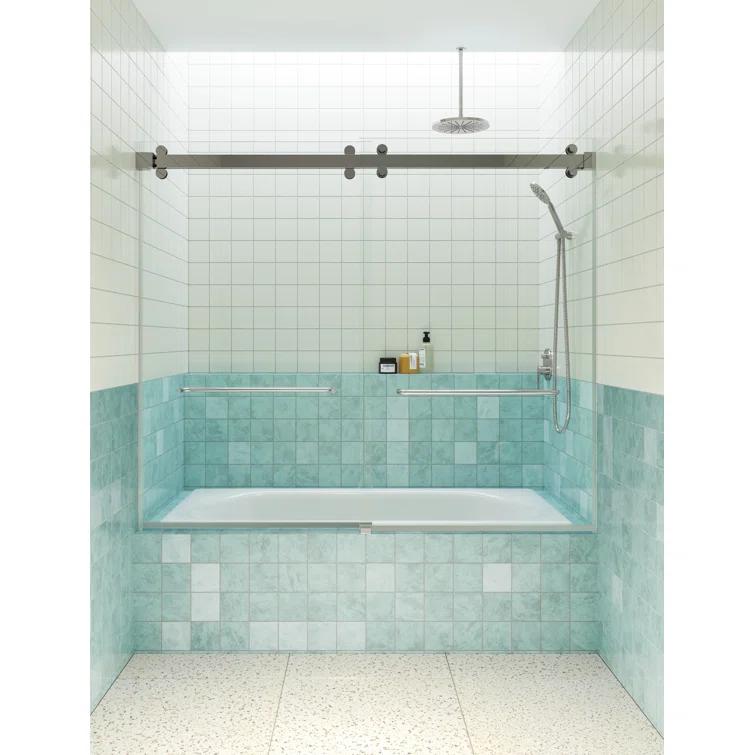 Polaris 60 in. x 60 in. Fully Frameless Sliding Bypass Bathtub Door